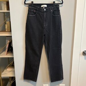 Abercrombie & Fitch Curve Love Ankle Straight Ultra High Rise Jeans in Black